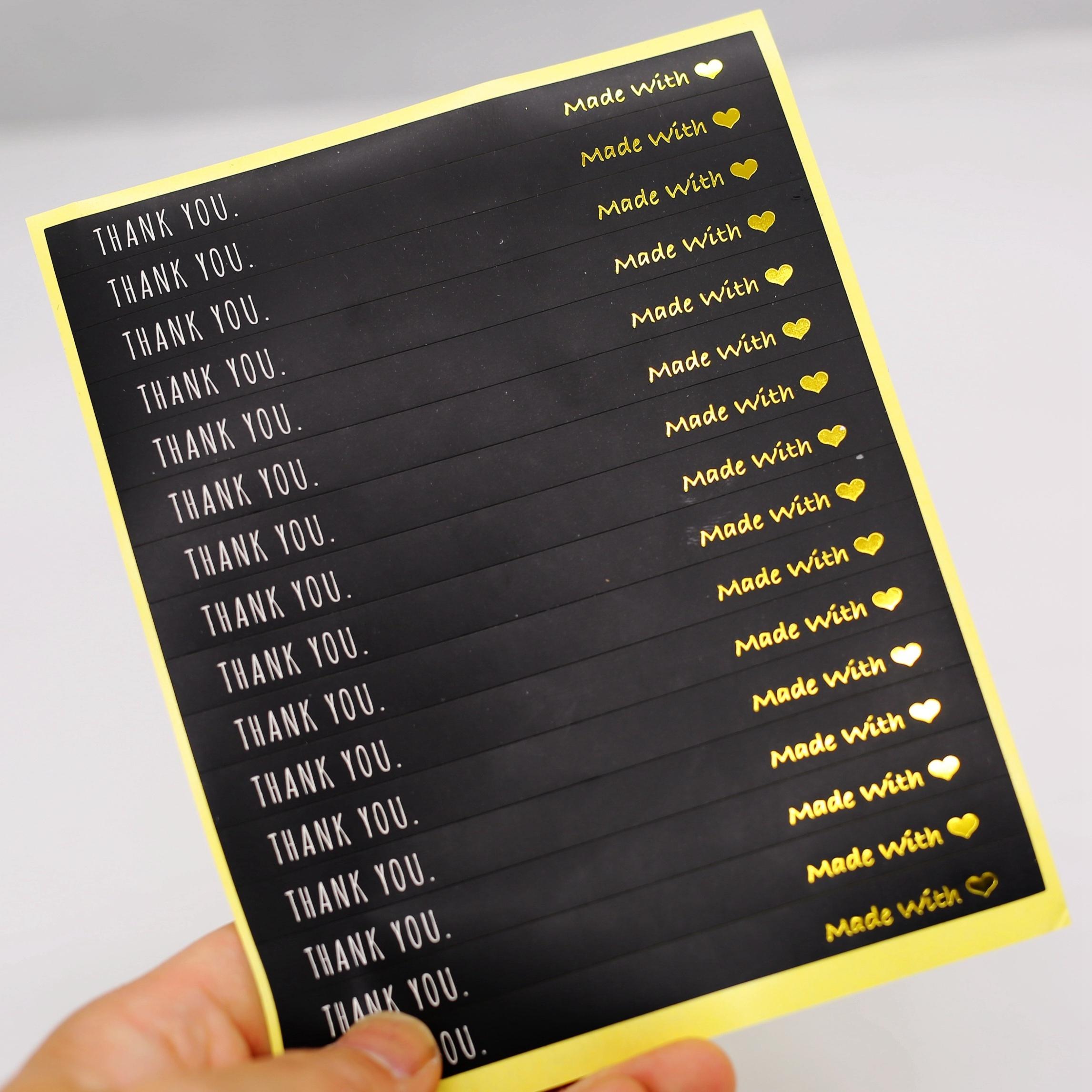 

Long Strip Thank You Handmade Black and White Hot Stamping Stickers Packaging Gift Stickers 10Sheets-160Pcs чёрный