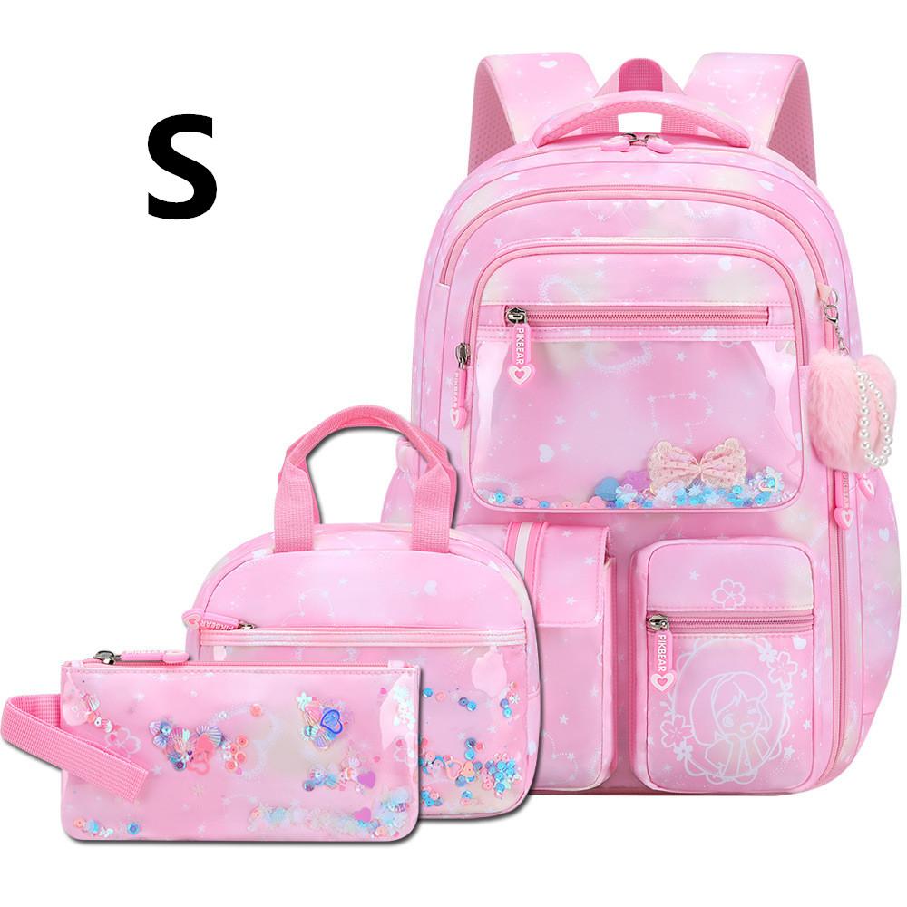 Regenboog Borduurwerk 3-Delige Set Schoolrugzakken Hoge Kwaliteit Nylon Waterdicht Basisschool Kleurverloop Schooltassen Kinderen Schooltas