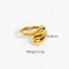 Gold-Plated Chunky Stainless Steel Adjustable Crossover Ring for Women