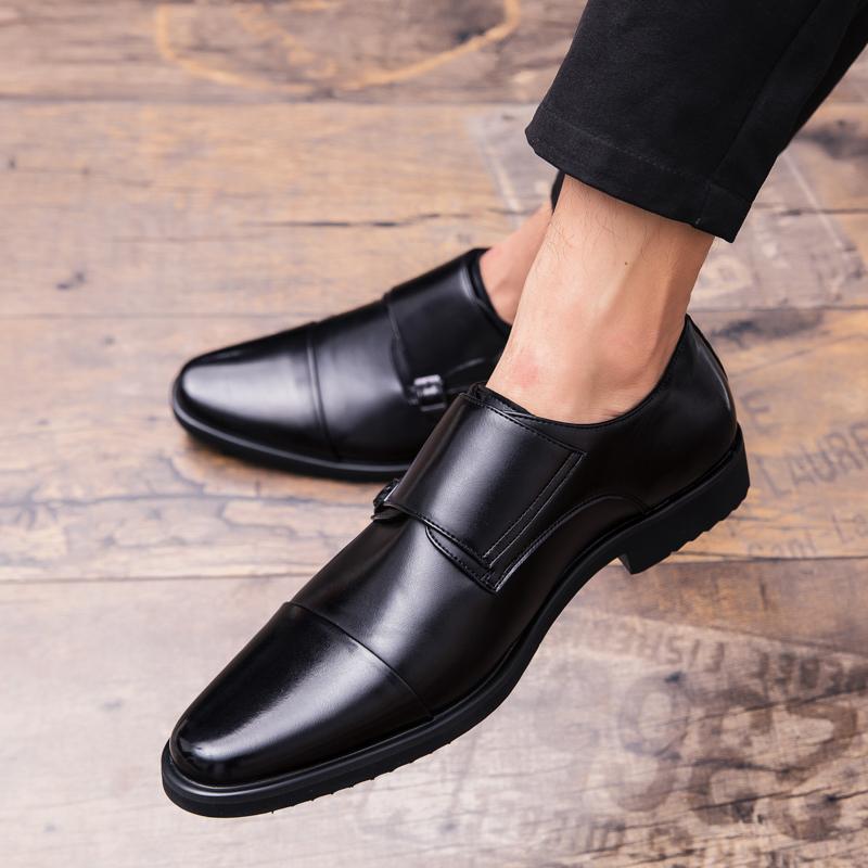Men Monks Dress Loafers Shoes Wedding Driving Casual Brown Formal Business Leather Shoes Plus Size