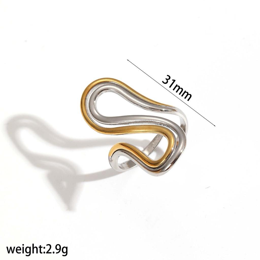 Geometric Titanium Steel Ring For Women Fashion Minimalist Hollow Design Jewelry