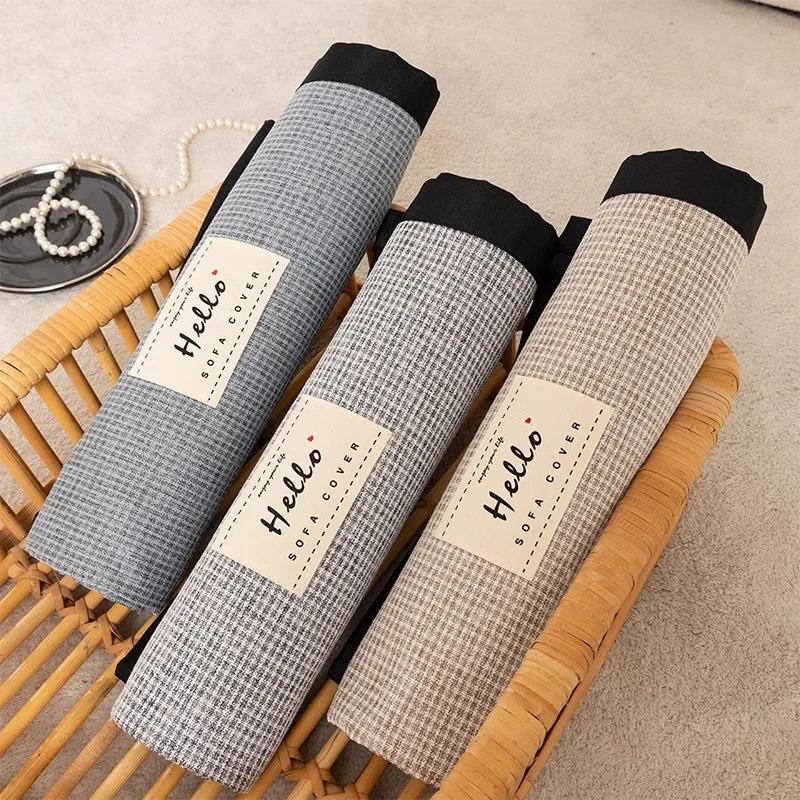 New Woven Plaid Sofa Cover Solid Color Modern Living Room Anti-slip Combination Embroidery Sofa Cushion Dustproof Settee Cover