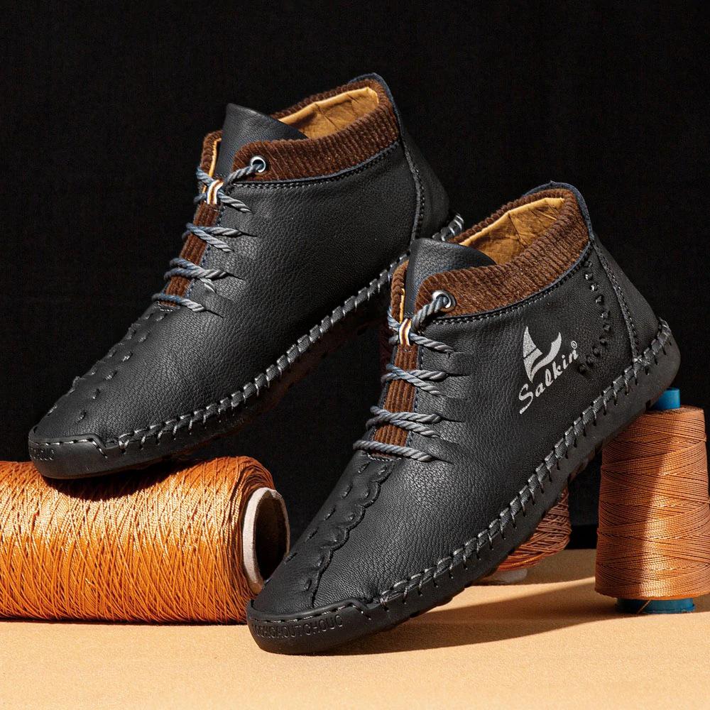 Herren Winter Mid-Top Martin Stiefel - Handgefertigt Lässig Schnürschuh Outdoor Trendy Übergröße