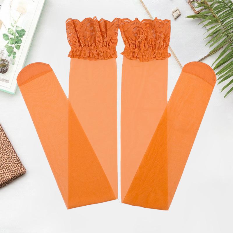 Damen Spitzenbesatz Oberschenkelhohe Silikon Anti-Rutsch Strümpfe - Sommer Mehrfarbig