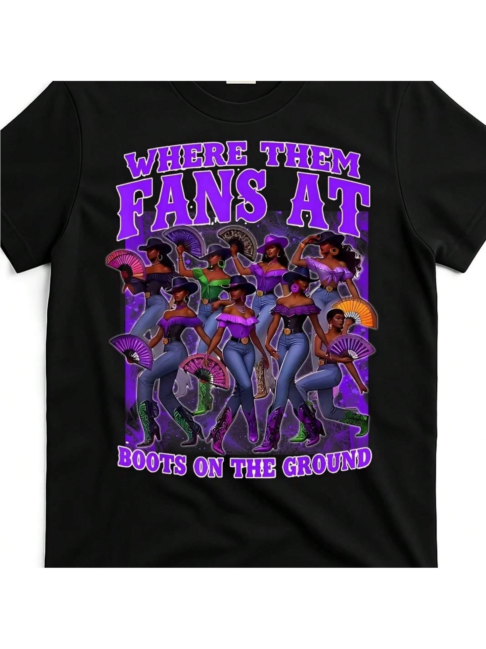 Wo Retro Western Cowgirl Graphic T-Shirt - & Boots On The Ground Design, Sof S разноцветный