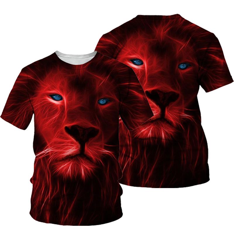 3D Lion Print T-shirt Men Summer New O Neck Short Sleeve Tees Tops Fashion Style Male Clothes Casual T-shirts