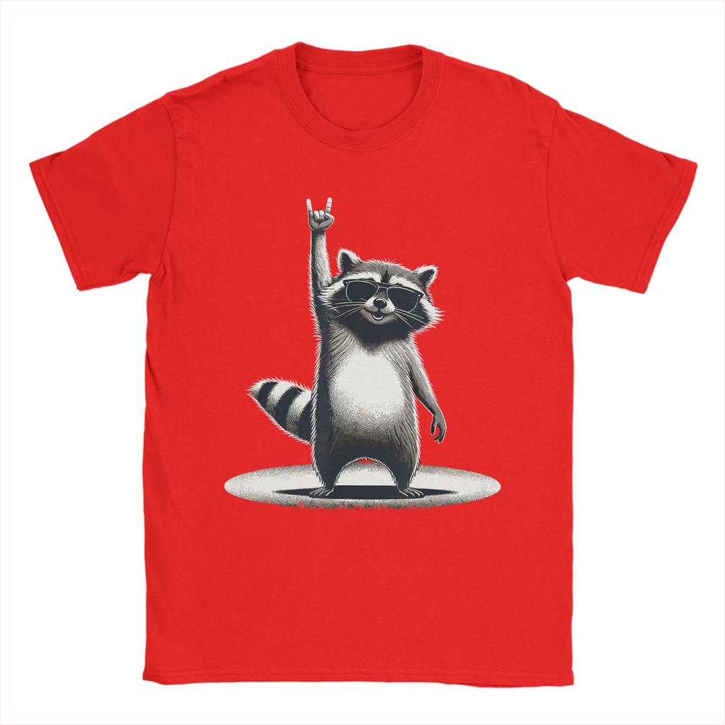 Retro Raccoon Rock Music Gift Unisex Kids Women Funny Raccoon Cotton T Shirt For Unisex Summer Vintage T Shirts Oversized Cheap Tops