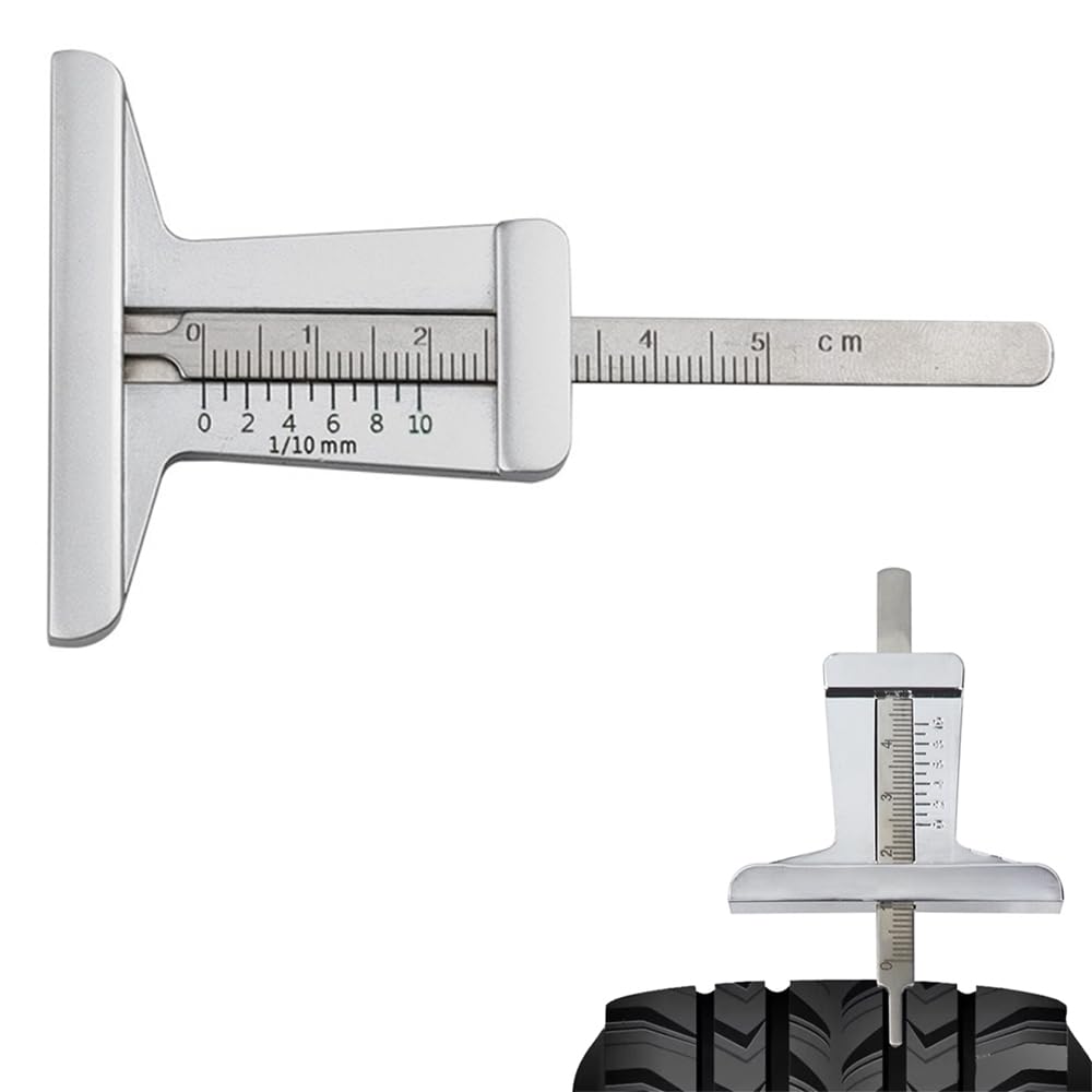 

HAUUFENN Tire Groove Gauge 0-50mm Stainless Steel Tire Gauge Air Gauge Car Tire Pressure Gauge Pallet Measurement