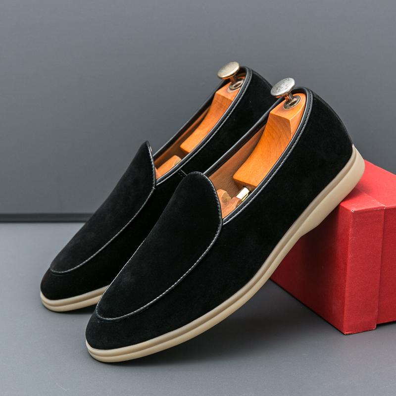Fashion Simple Light Fashionable Brand Men's Comfortable Leather Business Soft Soled Bean Shoes Men Breathable Anti Slip Driving Shoes