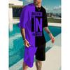 Plus Size Men's Casual T-shirt and Shorts Two-piece Set
