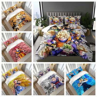 Anime Bettwäsche D-Dragon-Ball Bettbezug und Kissenbezug Perfekte Dekoration für Teenager-Schlafzimmer, 1-2 Stück Kissenbezüge/Sets