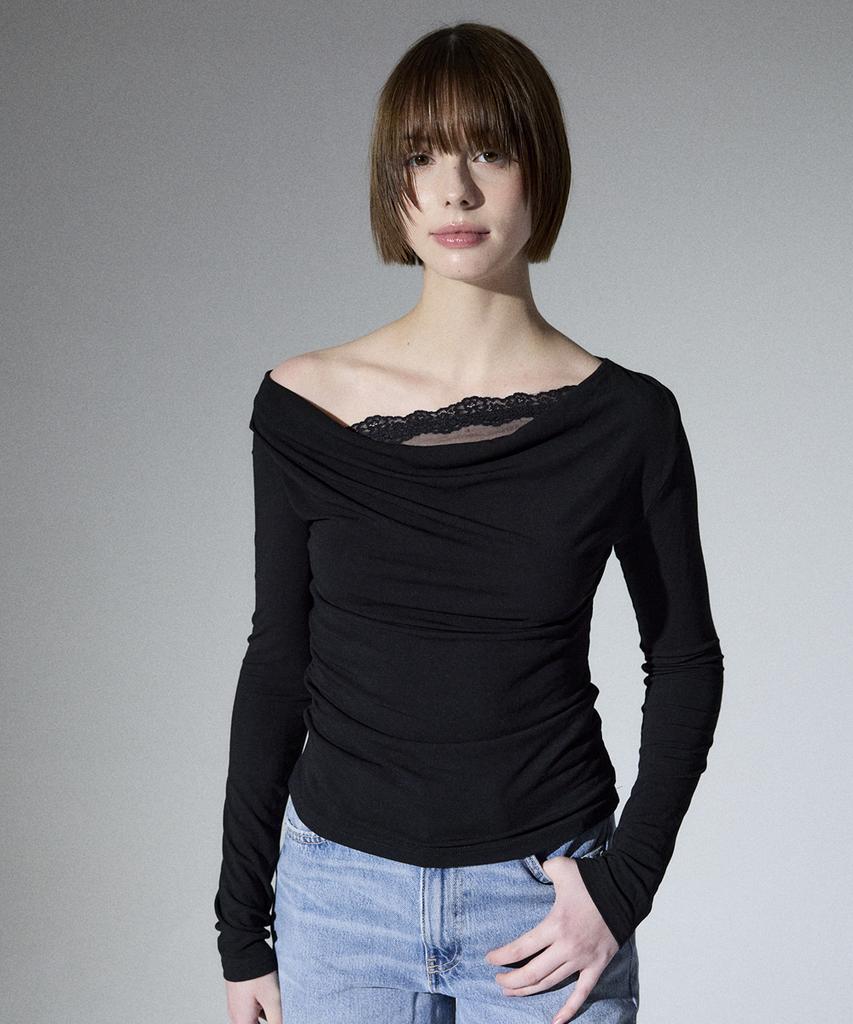 ALIENAR Lace Drape Long Sleeve(Bk)