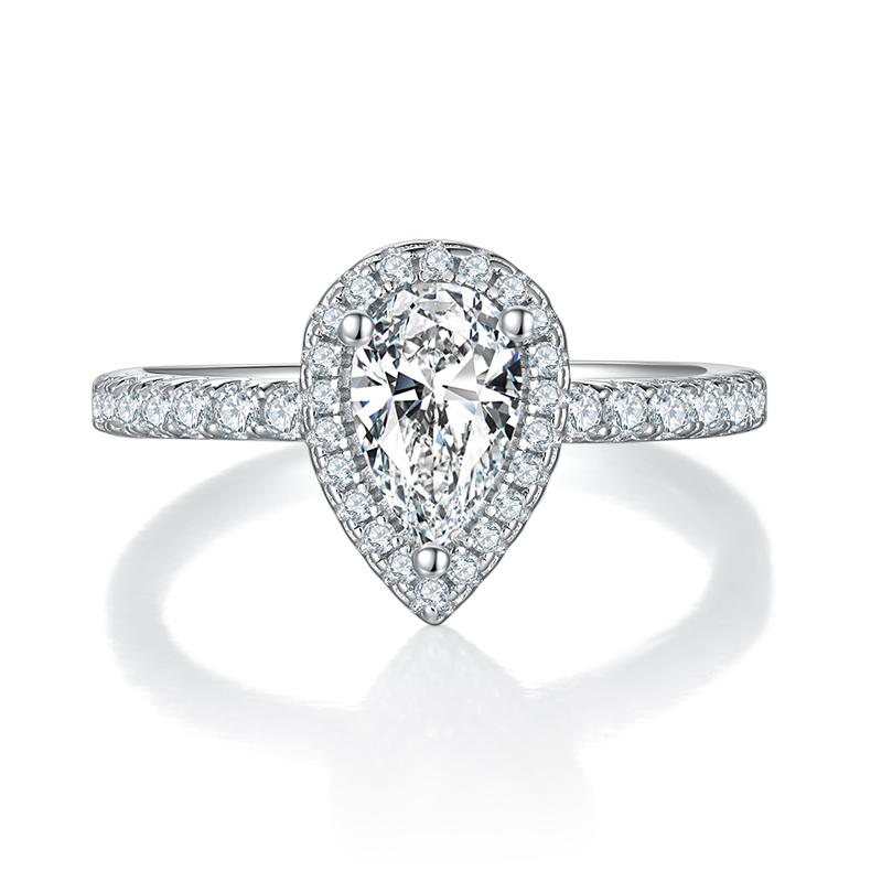 Jewelry Supplier Women Promise Pear Cut 925 Sterling Silver 1CT Moissanite Ring With Gra Certificate