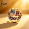 Patriotic Flower Brooch Pin American Flag Blooming Enamel Lapel Pin