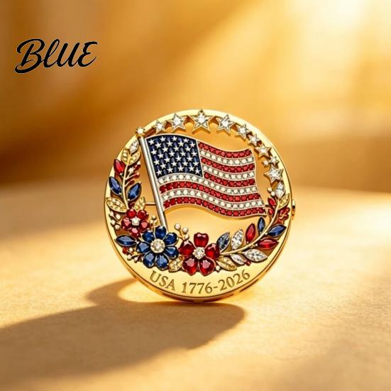 Patriotic Flower Brooch Pin American Flag Blooming Enamel Lapel Pin