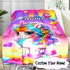 Custom Name Rainbow Unicorn Dream Blanket  Ideal Bedding Blanket Perfect for Travel, Camping, Living Rooms, Offices, Sofas, Fan Christmas Gift