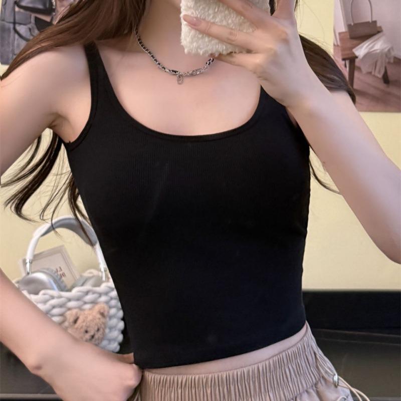 Early Autumn Slimming Square Neck Vest with Chest Pads - Warm and Versatile Innerwear