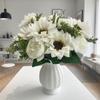 Multicolor Sunflower Artificial Flower Green Leaves DIY Faux Daisy Peony Flower Photo Props Accessories Simulation Sunflower