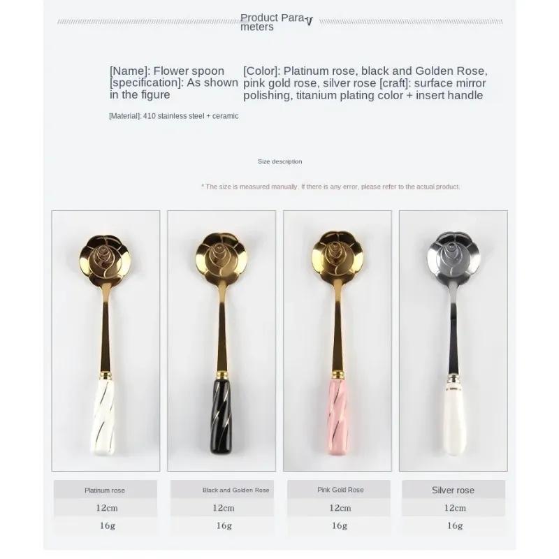12cm Nerezové Mini Lžičky s Květem Sakura Růže na Kávu Čaj Dezert Nápoj Míchání Mléčný Koktejl Lžíce Stolní Nádobí Kuchyňská Pomůcka