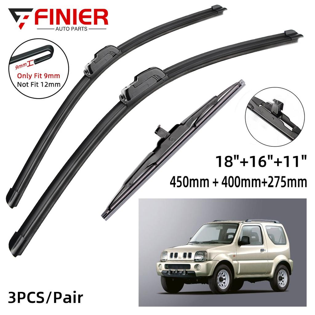 3PCS Щітки склоочисника для SUZUKI JIMNY MK3 1998-2007 18" 16" 11" Fit переднє лобове скло Щітки для вікон Ножиці аксесуари 2004 2005 2006 2007