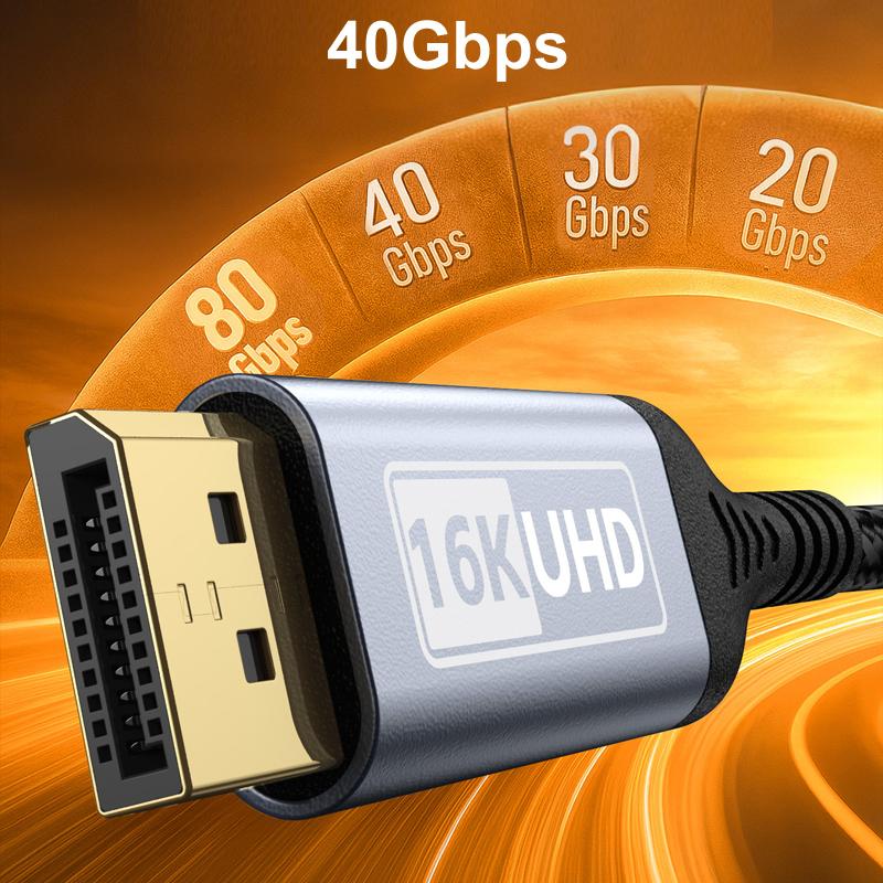 1M/2M/3M/5M 16K Display port Displayport DP 2.1 16K@60Hz 8K@120Hz 4K@240Hz 40Gbps HDR10 HDC DSC 1.2A Video Audio Cable HDTV TV