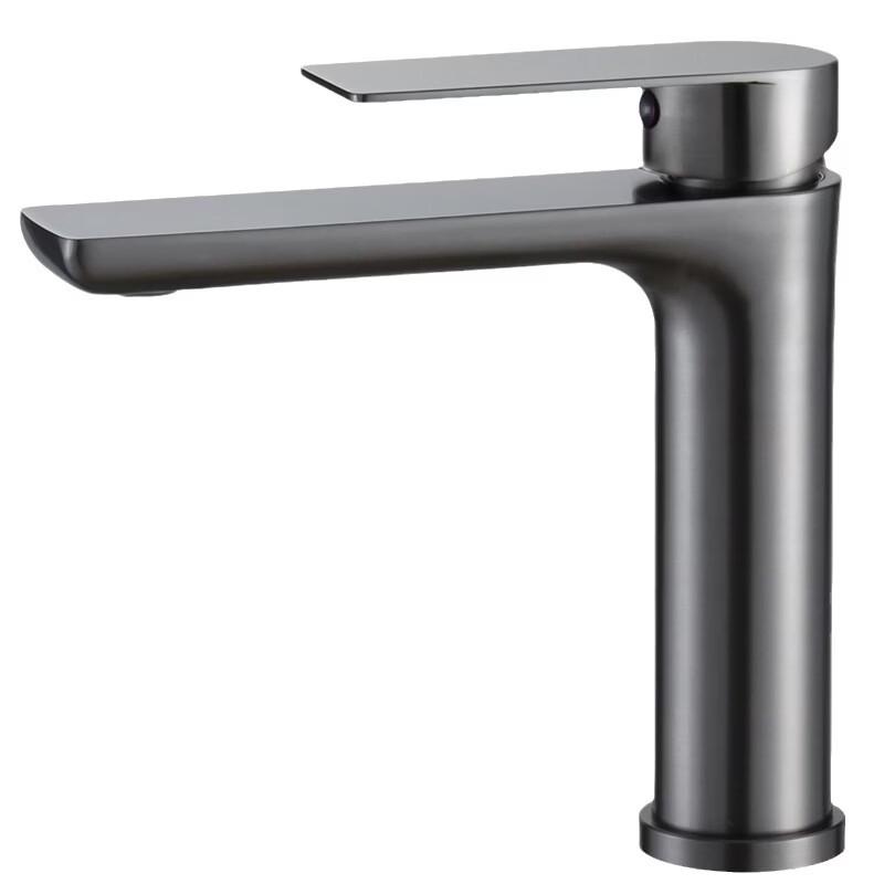 TLXT Light Luxury Gunmetal Grey Brass Basin Faucet