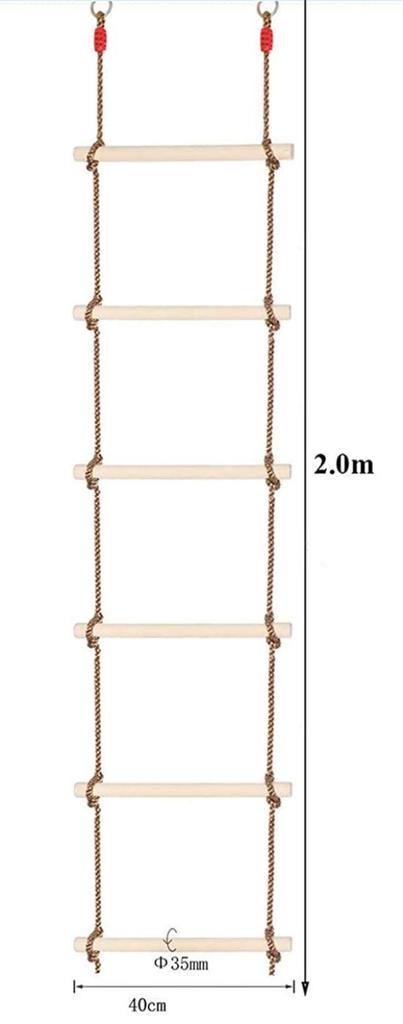 COMINGFIT 6-Step Wooden Rope Ladder for Athletic Activities, Kids' Toy, Sports Practice, Play Equipment (Large)
