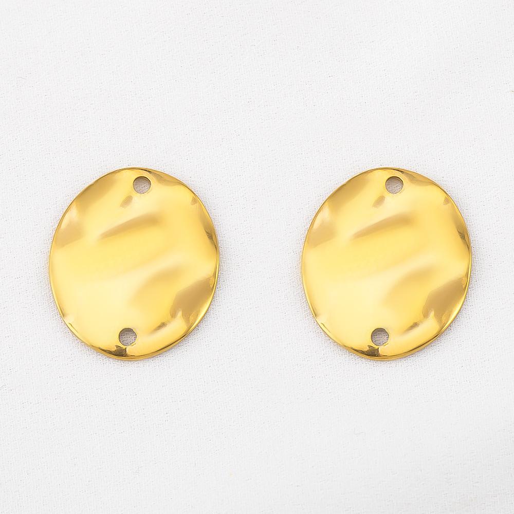 10pcs Stainless Steel 18K Plated Oval Star Heart Charms Double Hole Pendants for DIY Necklace Bracelet Jewelry Making Supplies