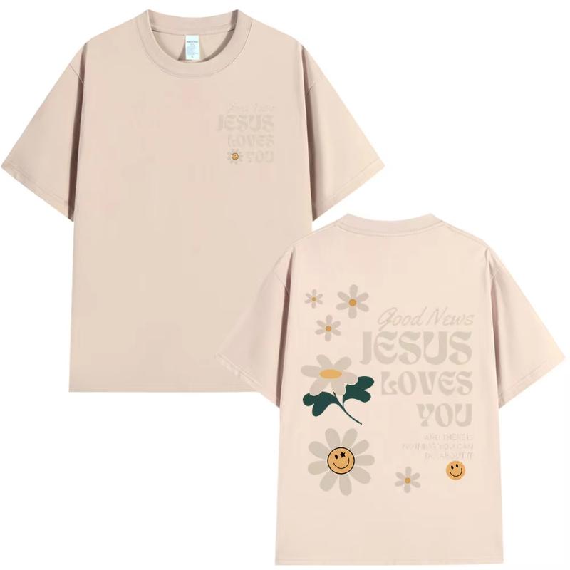 

Good News Jesus Loves You Christian Bible Verse Tshirts Unisexs Women Clothing Fashion Harajuku Short Sleeves T Shirts Streetwear S