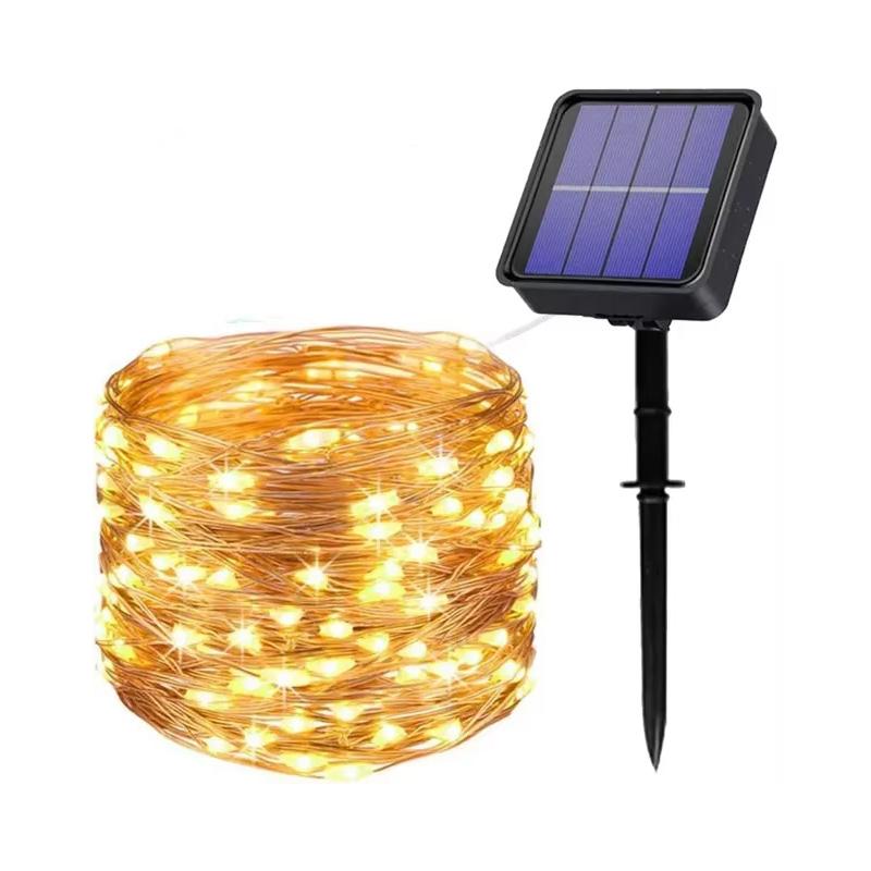 Guirlandes Lumineuses Solaires Féériques avec 50–300 LED – Étanches 5–30M Fil de Cuivre Guirlandes Clignotantes avec 8 Modes pour Clôture de Jardin Noël Décoration Extérieure