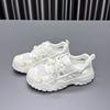 Leather mesh ugly cute dad shoes girl 2025 summer new thick-soled hollow thin breathable casual sports shoes tide