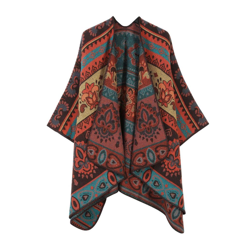 Women's Ethnic Shawl: Northwest Travel Cape, Thick Warm Scarf Cloak