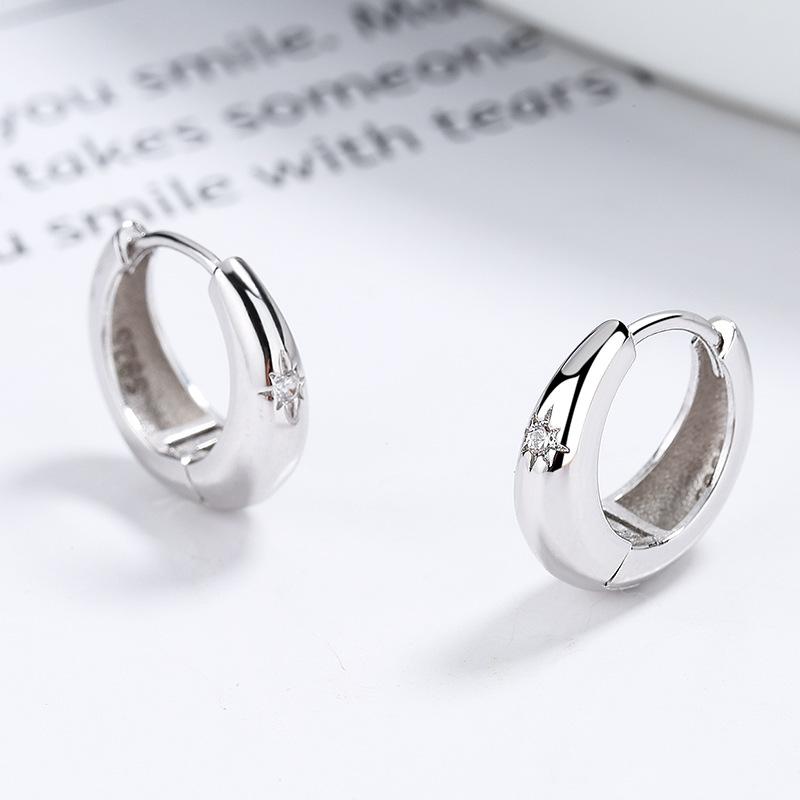 Hot Sale Fashion Jewelry 925 Sterling Silver Earring Star Light Zircon Gold Plated Hoop Earrings for Women