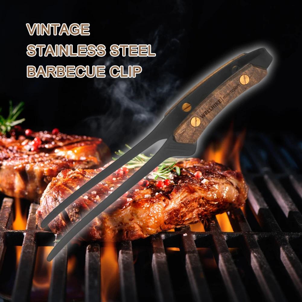 BBQ Grill Grillzange Edelstahl Lebensmittelzange Verbrühschutz Leichtgewicht Outdoor Geschirr Campingzubehör