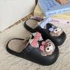 2025 autumn and winter new thick-bottomed indoor comfortable fluffy drag Shirley Mei cute cartoon waterproof bag head half slippers