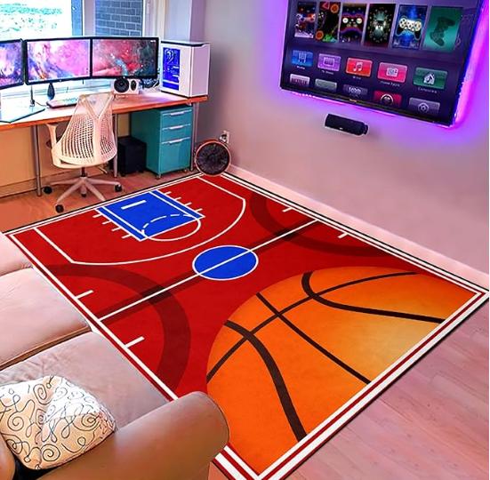 Basketball Floor Rug Basketball Rug for Boys Bedroom Basketball Room Decor for Boys Court Sport Area Rug for Bedroom Floor Mat