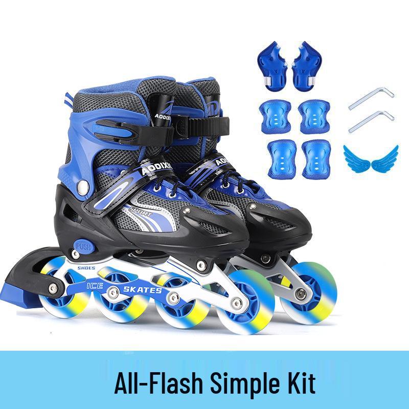 Nastavitelná sada kolečkových bruslí s blesky pro začínající děti