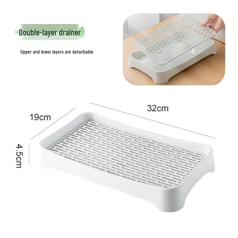 Tavă creativă din plastic cu strat dublu pentru scurgerea ceaiului și farfurie pentru fructe pentru sufragerie