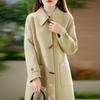 100% Wool Women Coat TIDENOVEL Autumn Wool Long Coat Handmade Pea Coat Winter Warm Wool Long Jacket Overcoat