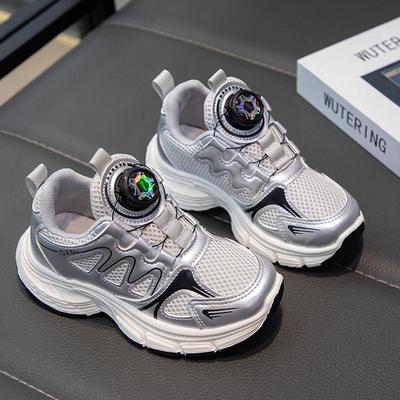 2025 New Boys' Versatile Casual Dad Sneakers with Rotating Buckle and Autumn Mesh