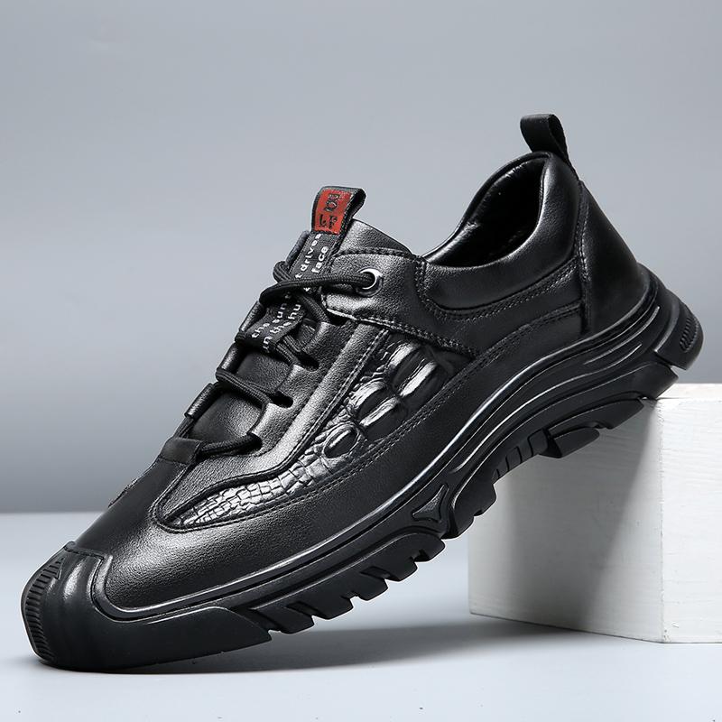 Модные повседневные кожаные туфли на толстой подошве для мужчин — фото 3