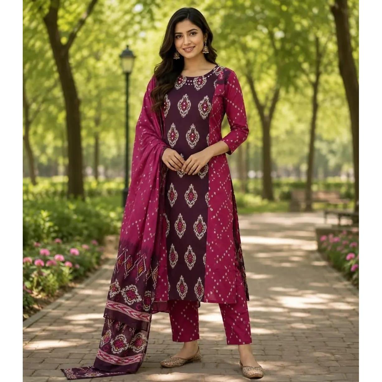 Designer Indian Ethnic Kurti Pant Dupatta Set Women s Top Tunic Kurta Set Dress