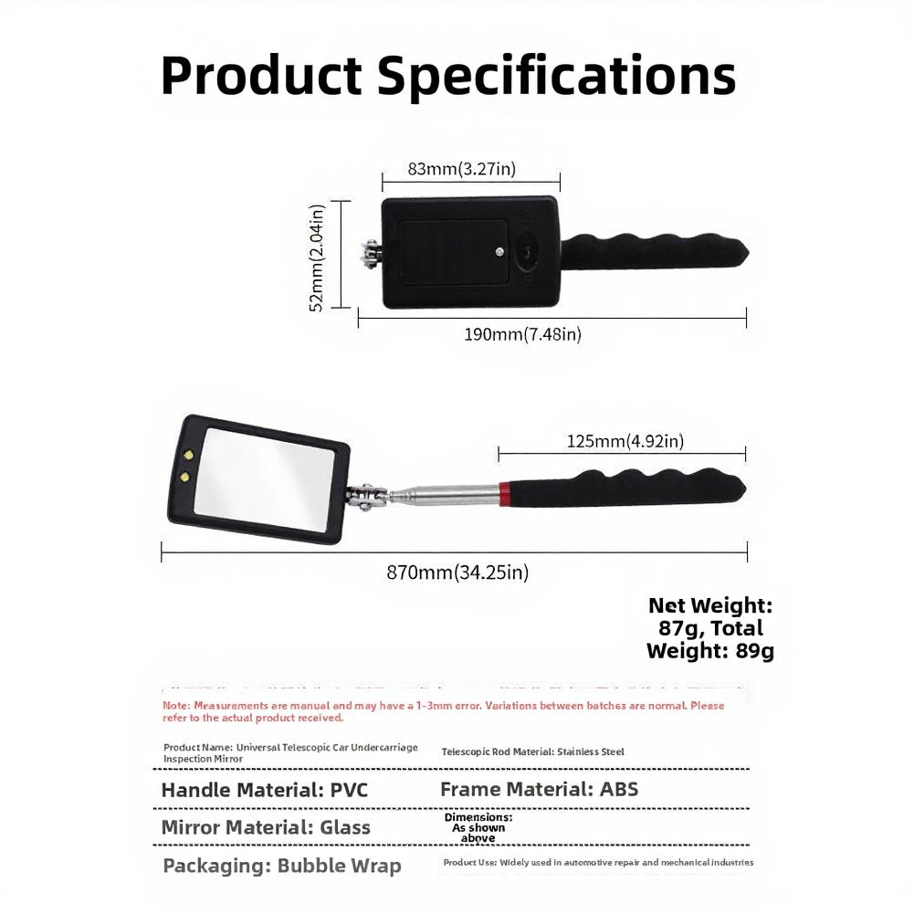

LED Inspection Mirror Telescopic Mirror AS SHOWN Bright LED Light Inspection Mirror Inspection Mirror Compact Storage China Mainland