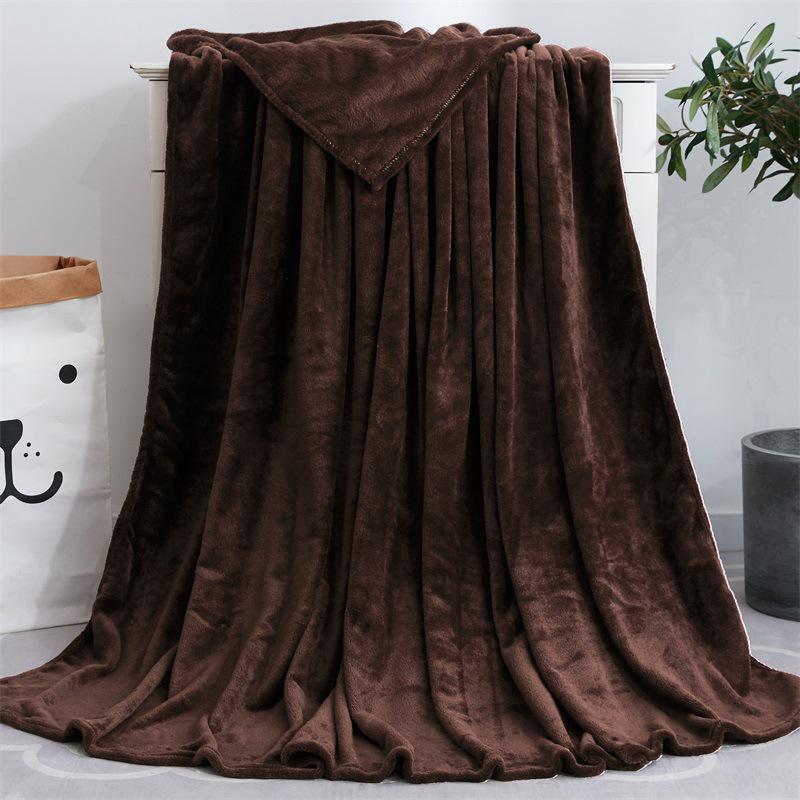 Manta de Lã Coral de Cor Sólida para Ar Condicionado - Manta de Flanela Espessa para Presente, em Estoque