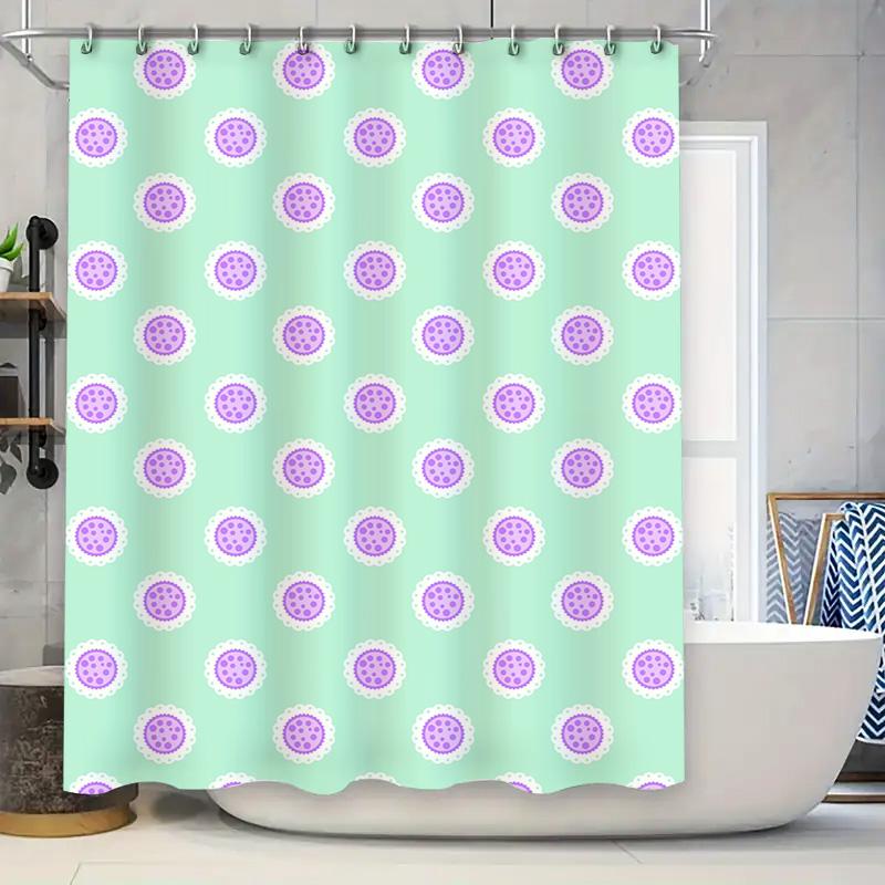 

Vintage Polka Dot Shower Curtain Mint Green Purple Floral Design For Bathroom Decorations Size: 60 X72 (152Cm X 183Cm) 90x180cm