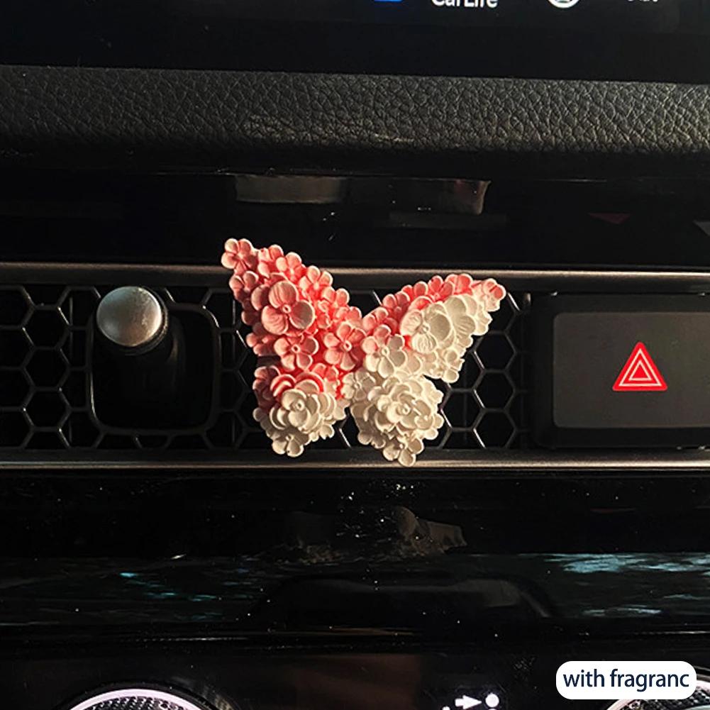 INS Tulip Car Fragrance Diffuser Stone Elegant Flower Butterfly Car Air outlet Decoration Pendant Fragrance Interior Accessories