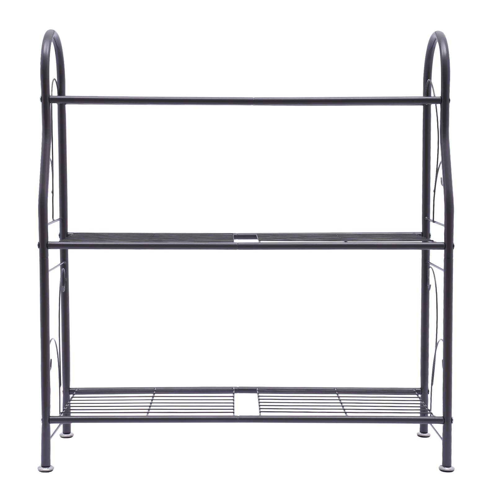 

3 Tier Metal Plant Stand, Heavy Duty Iron Storage Shelf Organizer, 55lbs Load Bearing for Indoor Plants, Shoes, Books чорний