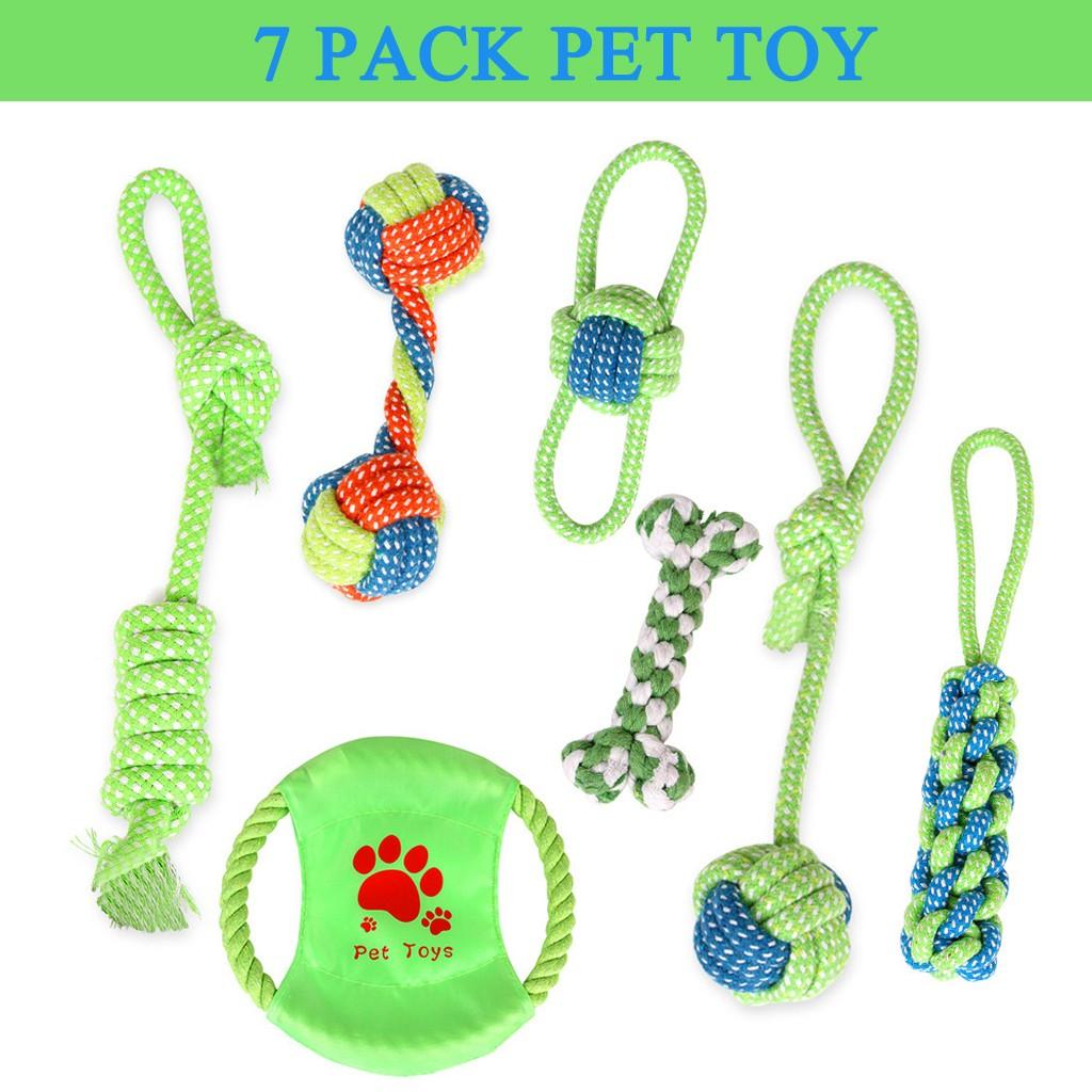 

7Pack Toy Chews Cotton Rope Knot Ball Grinding Teeth odontoprisis Pet Toys Lar зелёный
