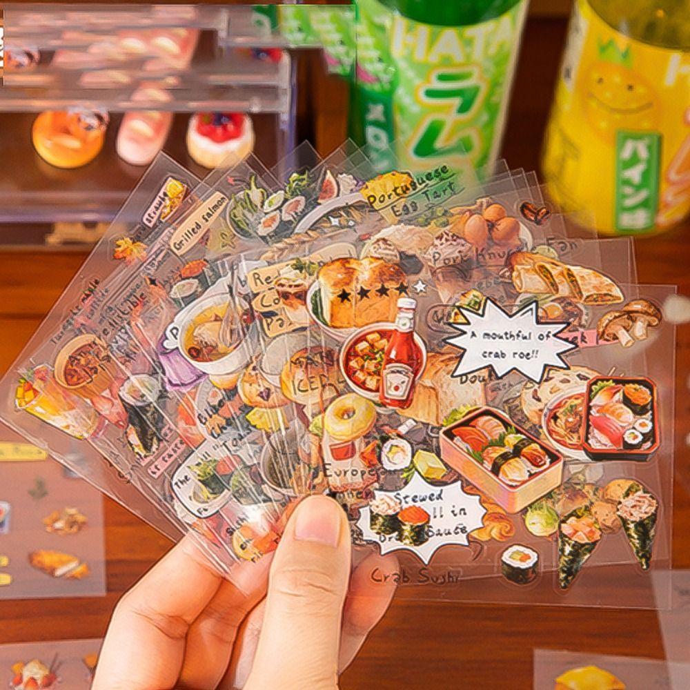 20 Sheets Sticker Book a Bite of Light Series PET Scrapbook Sticker DIY Cartoon Material Decorative Stickers Journal Decoration
