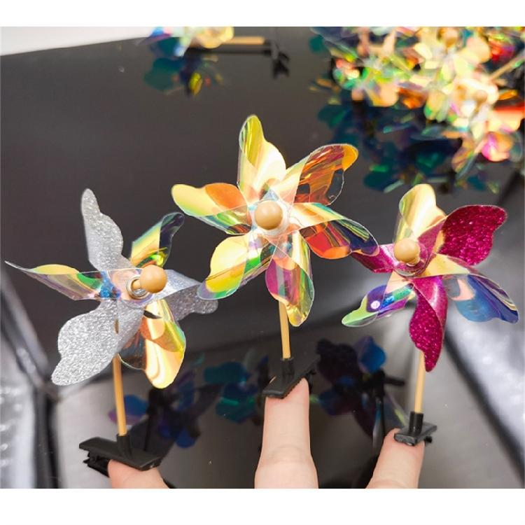 Y2k 90s Aesthetic Colorful Windmill Hairpin for Children Charm Sweet Hair Clip